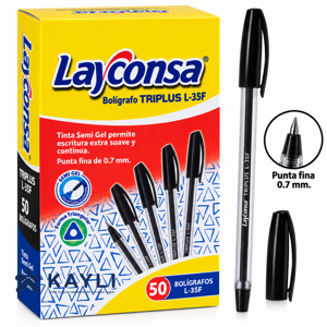 LAPICERO LAYCONSA TRIPLUS L-35F NEGRO X 50 UND