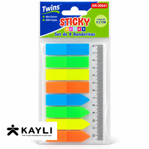 BANDERITAS AUTOADESIVAS TWINS RECTANGULAR FLECHA AR-00041
