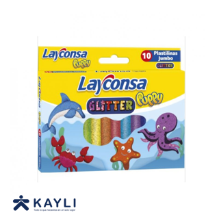 PLASTILINA LAYCONSA GLITTER JUMBO X 10UND