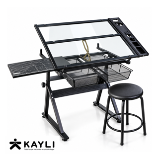 MESA DE DIBUJO VIDRIO 60X90 UTL-H/M-01 + SILLA